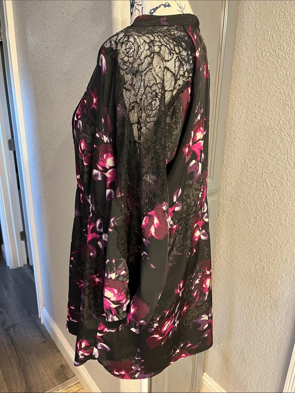 Elle Black Tunic with Pink and Purple Floral Print